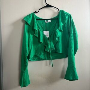 Showpo Green Ruffled‎ Blouse 8